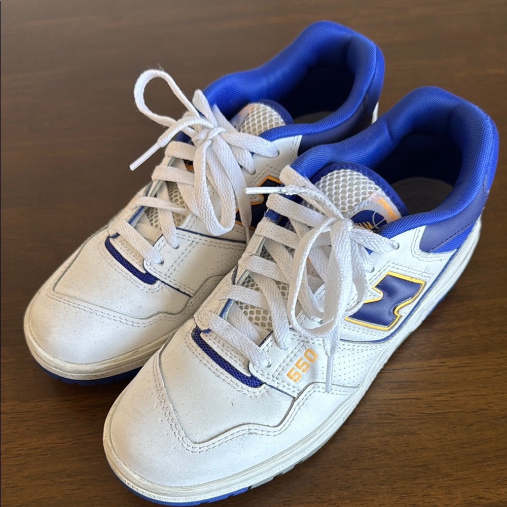 Unisex New Balance B550 White and Blue Sneakers